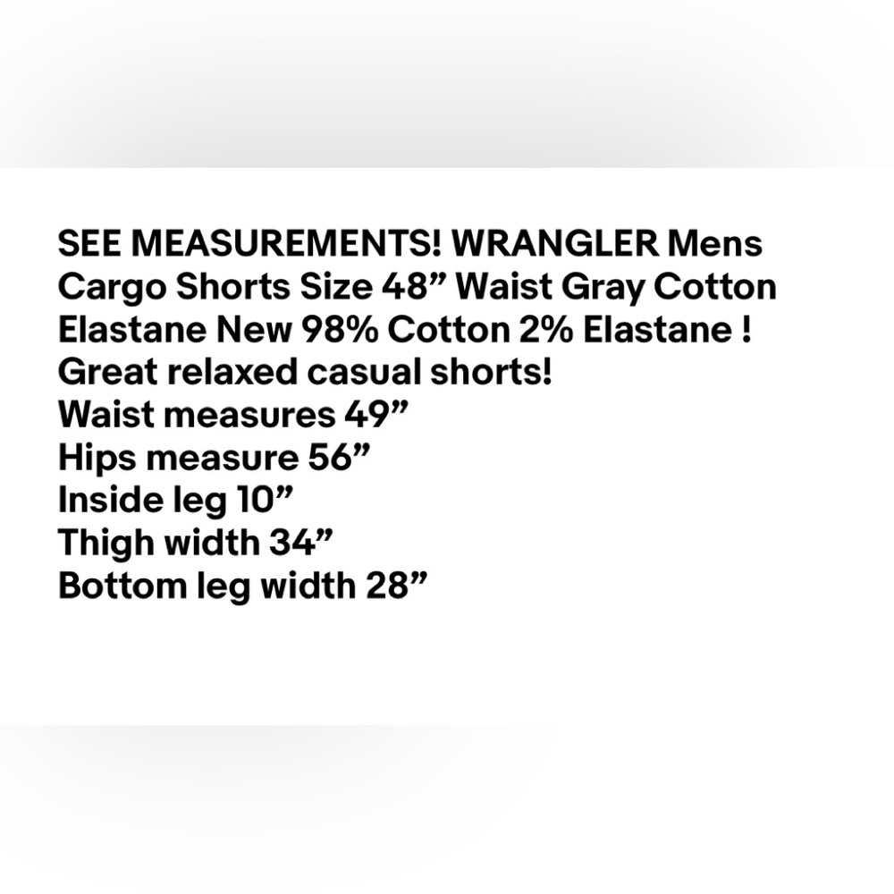 WRANGLER Mens Cargo Shorts Size 48” Waist Gray Cotton Elastane New - Picture 9 of 9